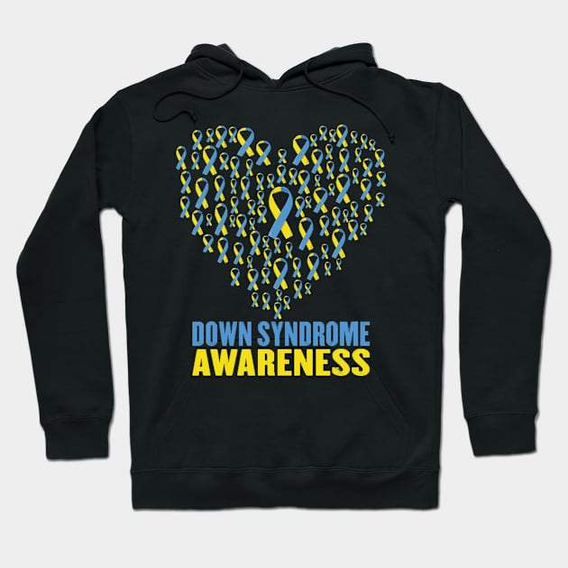 Down syndrome awareness design with ribbon heart Hoodie by zaymen.bouragba